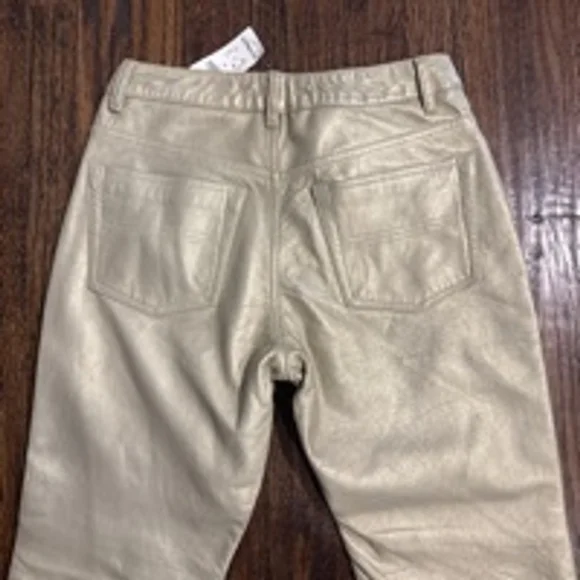Women's Express Leather Pants, Size 5/6, Gold